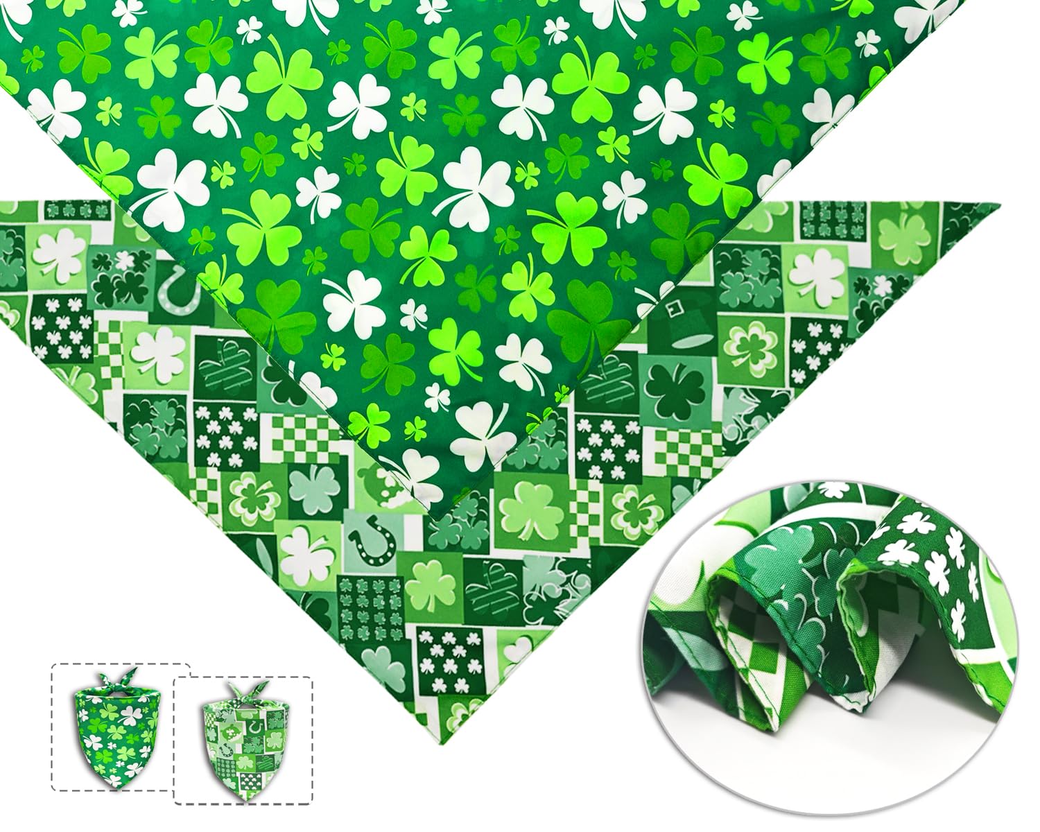 2PCS Christmas Dog Bandanas – Red and Green Plaid with Tassels