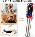 Dayln Electric Scalp Massager Hair Oil Applicator, Cordless Vibration Head Massager, Red Light Hair Brush, Deep Clean Comb for Home & Travel Silver