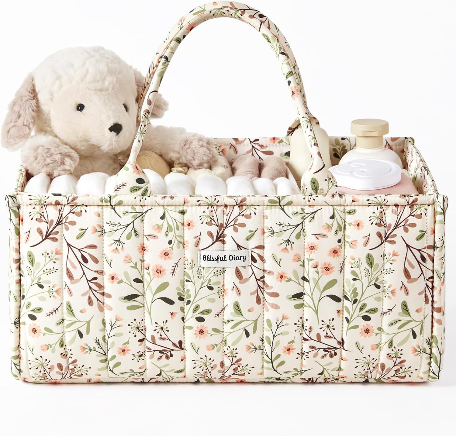 Blissful Diary Baby Diaper Caddy Organizer, Stylish Storage Basket for Newborn Essentials and Diaper Station, Gift for Baby Shower and Registry Must-Have