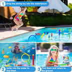 YUJUN Pool Diving Swimming Toys, Summer Underwater Game Toys with Pool Fishes Dive Sticks Rings Gems Storage Bag for Kids Swim Birthday Party Favors