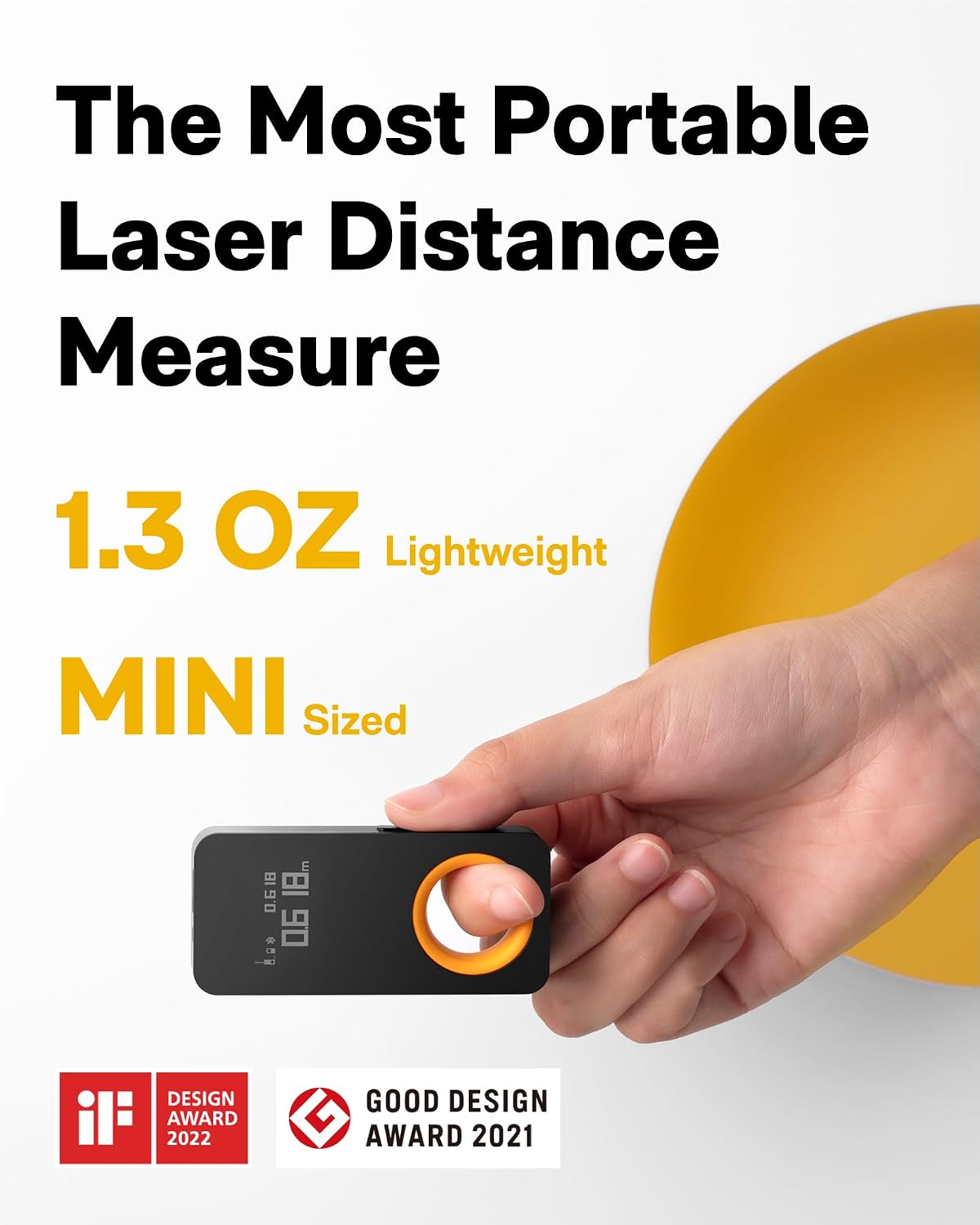 HOTO Pocket-Size Laser Measuring Tool, EDC Gadget Birthday Gift for Men Dad | Keychain-ready Carry Design, 98Ft Laser Tape Measure ±2mm Accuracy, USB-C Rechargeable, OLED Display, Ft/M/in Unit Conversion