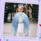 Meland Princess Dress Up for Girls 3-8, Mermaid Cape with Crown, Dress Up Clothes Birthday Gift Toys for Girls Toddlers
