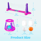 JOYIN Inflatable Pool Float Set Volleyball Net & Basketball Hoops, Balls Included for Kids and Adults Swimming Game Toy, Summer Floaties, Volleyball Court |Basketball