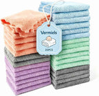 25 Pack Baby Washcloths, Microfiber Coral Fleece 7 x 9 Inch Baby Bath Face Towel, Baby Face Skin Wash Cloths Towels Set