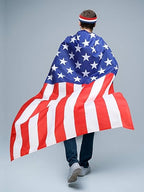 Frienda American Flag Costume Cape, 4th of July 250th Retro 80's USA Sunglasses and Flag Headband for 250th Anniversary