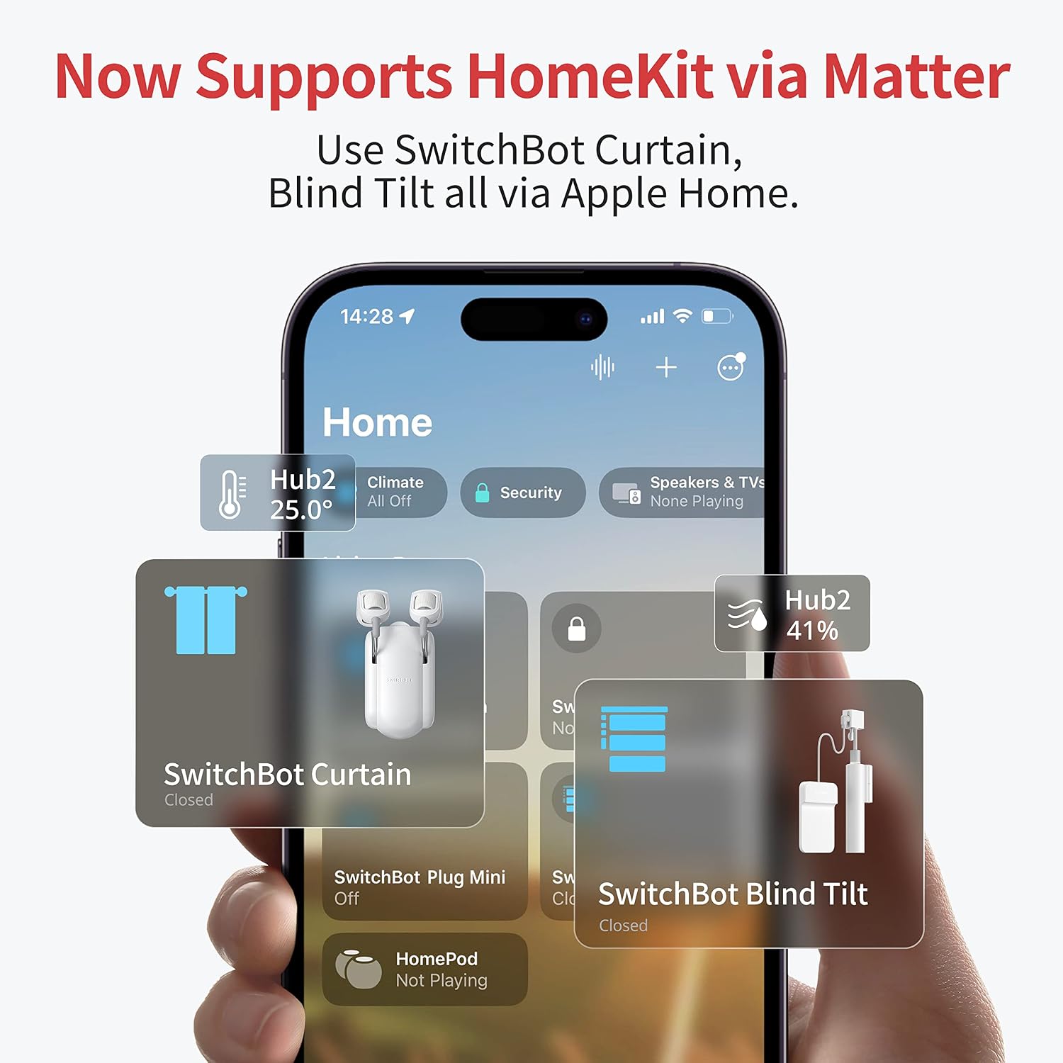 SwitchBot Hub 2 (2nd Gen), Work as a WiFi Thermometer Hygrometer, IR Remote Control, Smart Remote and Light Sensor, Link SwitchBot to Wi-Fi (Support 2.4GHz), Alexa, Google Home, Apple Home Compatible