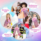Meland Princess Dress Up for Girls 3-8, Mermaid Cape with Crown, Dress Up Clothes Birthday Gift Toys for Girls Toddlers
