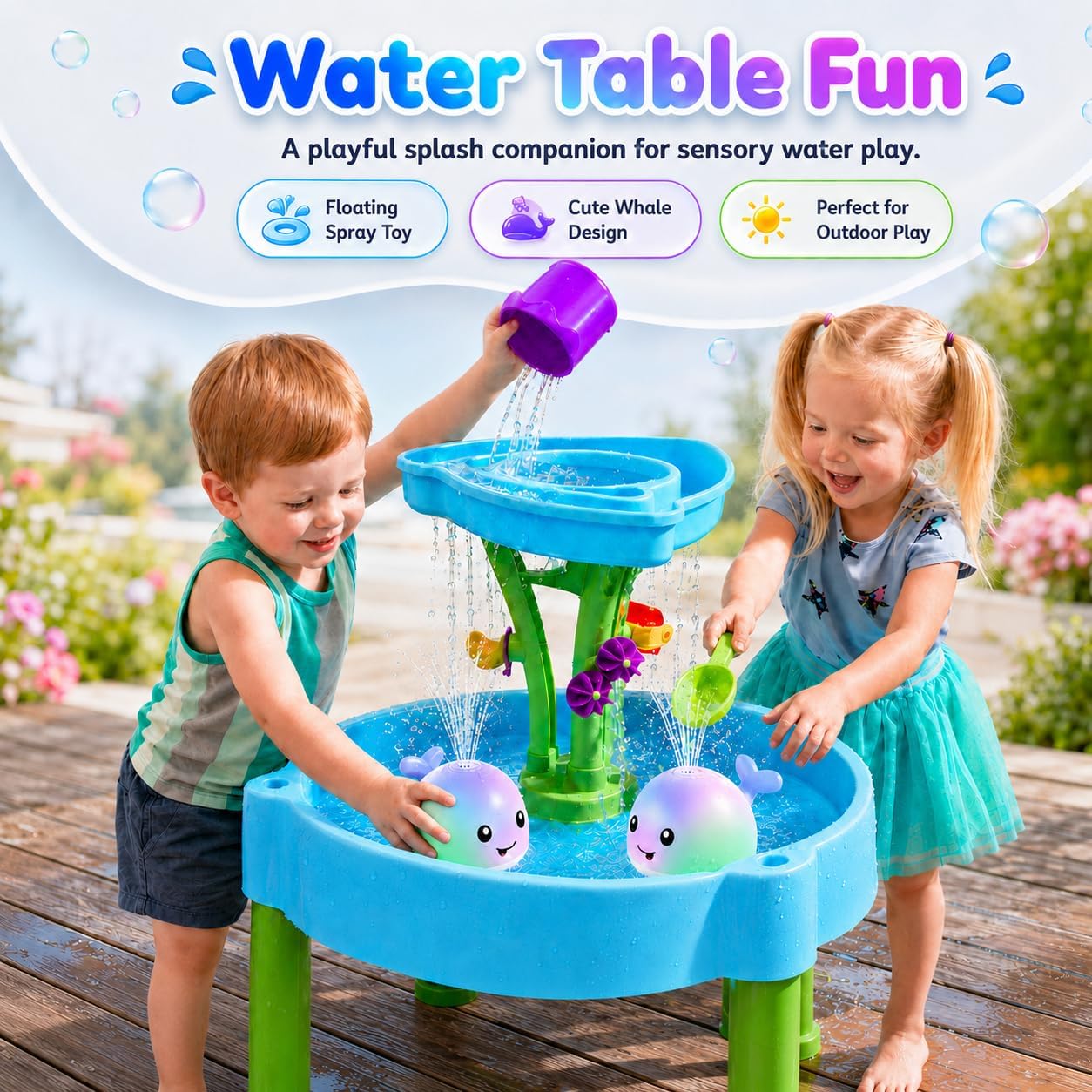 ANGGIKO Baby Bath Toys, Pool Water Table Toy for Babies, Toddler Bath Toys for Kids Ages 1-3, Light Up Whale Bath Toy Sprinkler 1 Year Old Boy Girl Gift Summer Bathtub Fountain Baby Toy 6-12-18 Months
