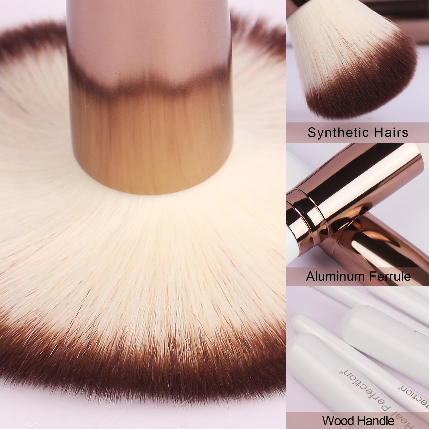 Real Perfection Makeup Brush Set 16 Pcs with 1 Eyebrow Razor Premium Synthetic Foundation Powder Concealers Eyeshadow Blush Makeup Brushes Make up Brushes Kit