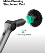 HOTO Flexi™ Cordless Electric Spin Scrubber, Adjustable Angle, Extendable Handle, Smart Display, IPX7 Waterproof, Powerful Cleaning Scrubber with 8 Replaceable Brush Heads, for Bathtub, Bathroom, Tile
