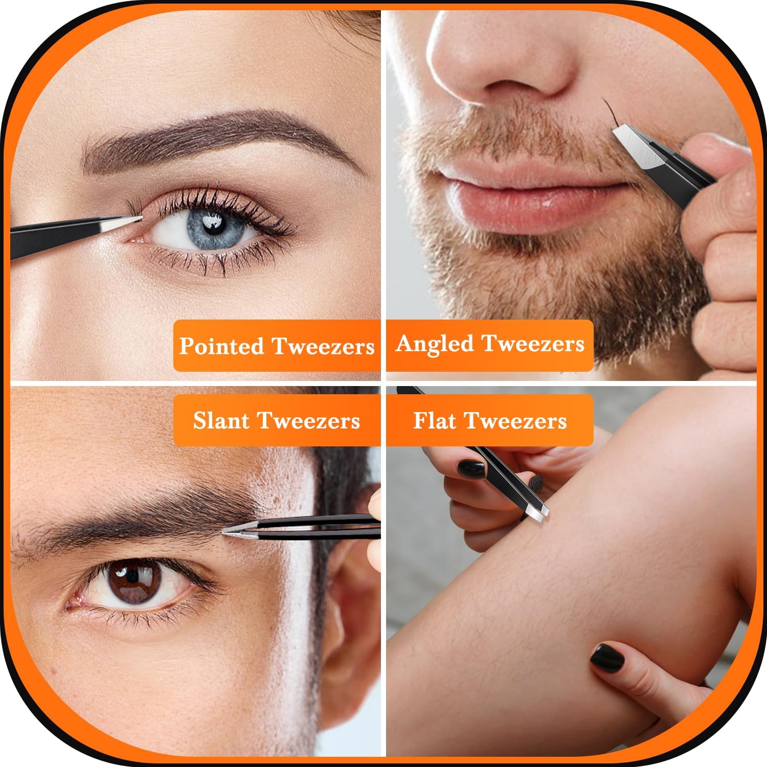 TsMADDTs Tweezers for Women Facial Hair, 8 in 1 Eyebrow Kit with Tweezers, Eyebrow Trimmer Scissors, Razor, Brush with Travel Bag, Hair Plucking Daily Beauty Tools