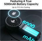 JISULIFE Handheld Fan Life7 – Ultimate Flexibility: Wide & Strong Airflow, 19.5H Max Cooling, 5000mAh Rechargeable, 5-Speed, LED Display, 3 IN 1 Portable Fan for Travel, Concerts, Sports Events