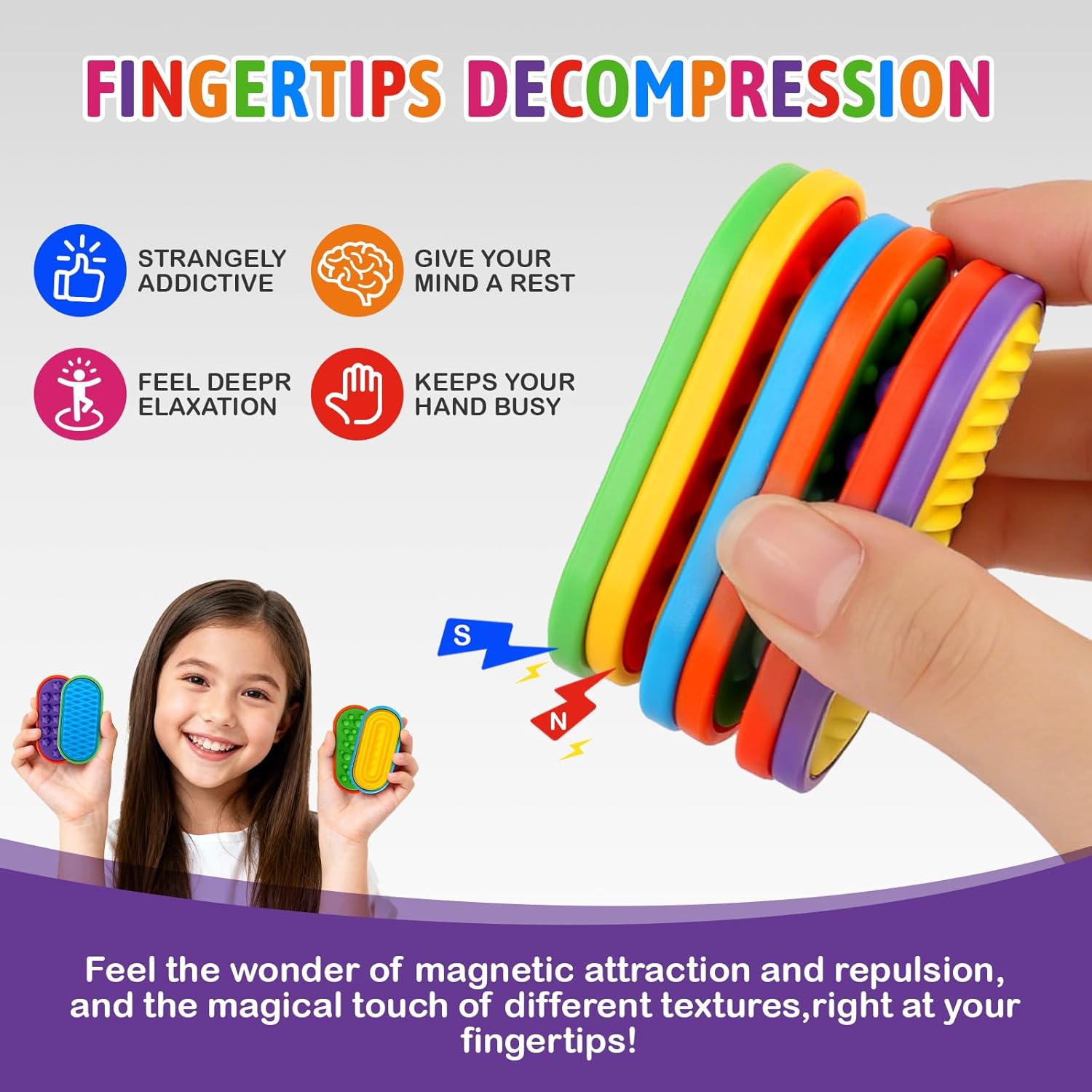 Ziogogco Silicone Magnetic Slider Toys，for Adults & Teens, Relieves Stress and Anxiety in Children with Autism. A Must-Have Toy for Office Desk Toy, Stocking Stuffers for Women Men Teen Gift