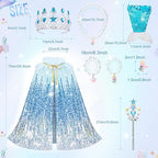 Meland Princess Dress Up for Girls 3-8, Mermaid Cape with Crown, Dress Up Clothes Birthday Gift Toys for Girls Toddlers