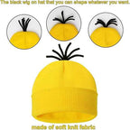 CONGRU 4 Pcs Halloween Costume Accessories Adults-Yellow Beanie Hat/Goggles/Gloves/Suspenders for Halloween Dress Up
