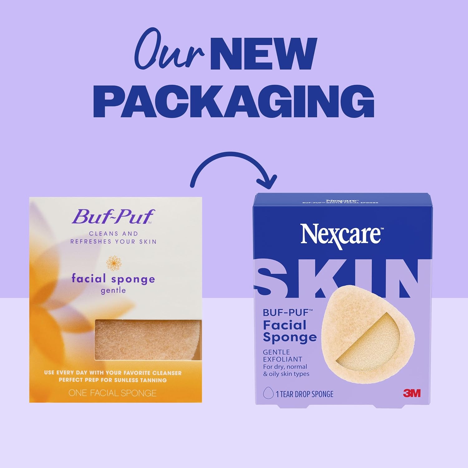 Buf-Puf Gentle Facial Sponge, Dermatologist Developed, Removes Deep Down Dirt & Makeup That Causes Breakouts and Blackheads, Reusable, Exfoliating, 1 Count