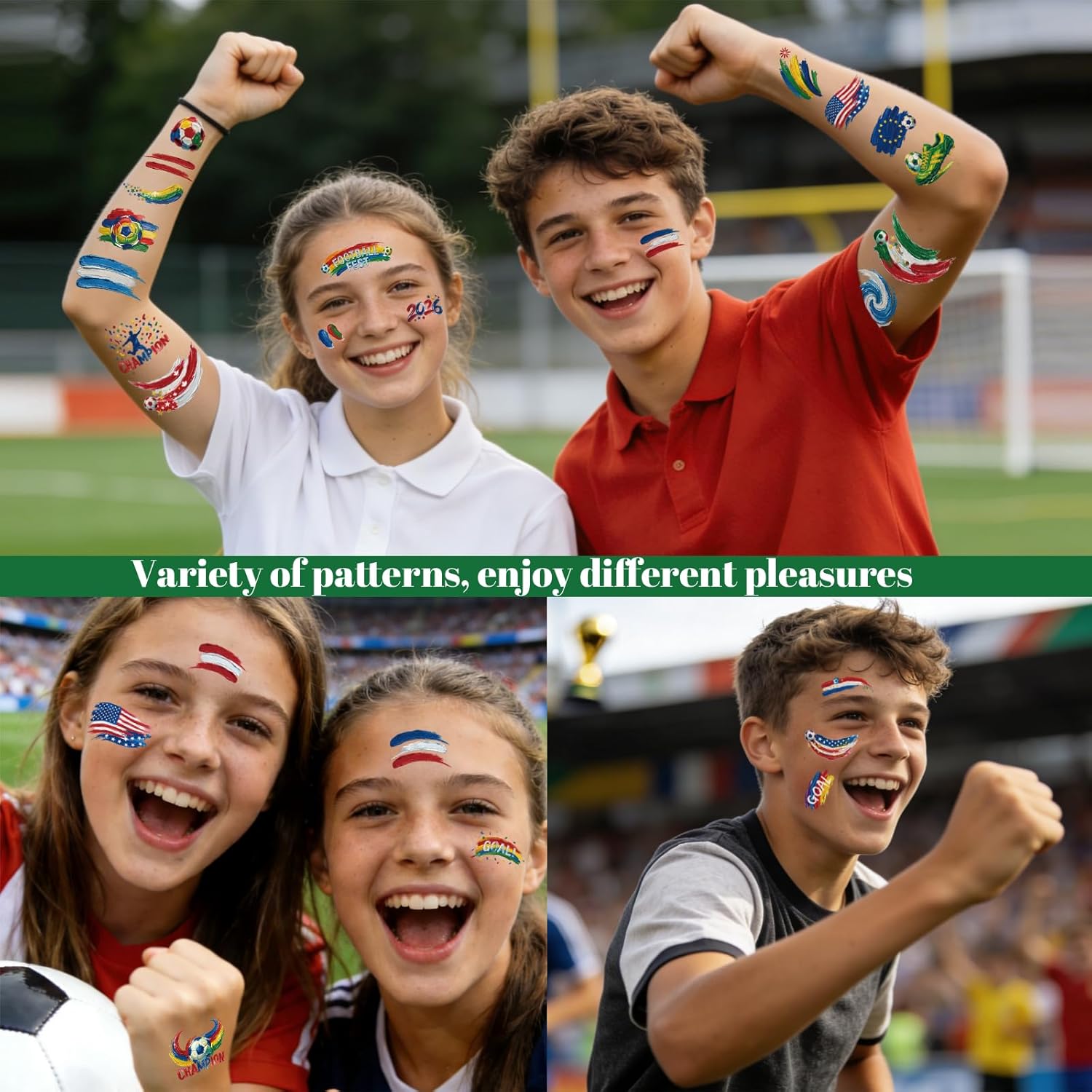 45 Pcs Soccer Tattoos - World Cup Temporary Tattoos for Kids，Adult，Teens，Soccer Party Favors Sports Themed Supplies Fake Tattoo Stickers，World Cup 2026 Merchandise，Kids Goodie Bag Stuffers