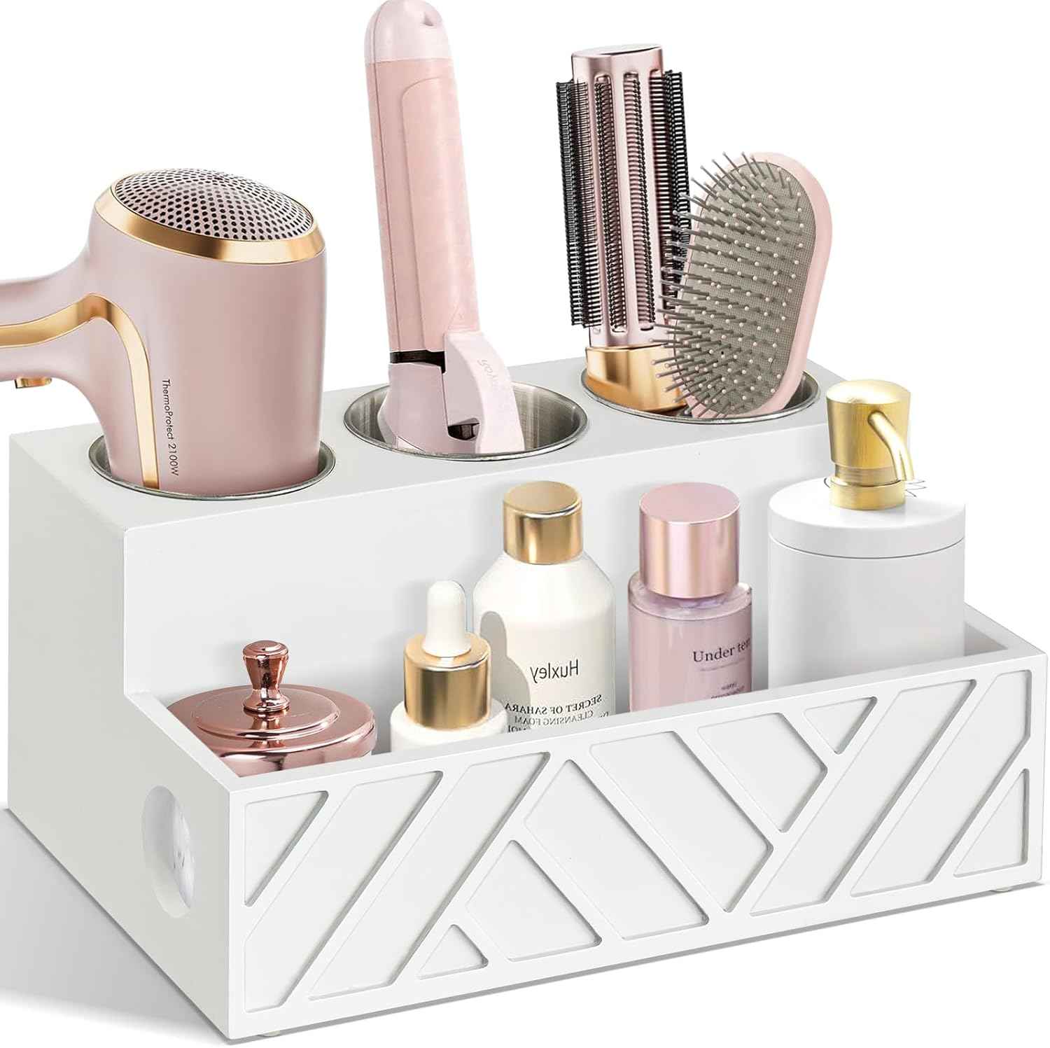 Hair Tool Organizer, Hair Dryer Holder with Drawer, Bathroom Countertop Organizer for Bathroom Accessories, Blow Dryer Organizer for Hair Styling Tools, Vanity Organizer for Bathroom, Vanity, Kitchen