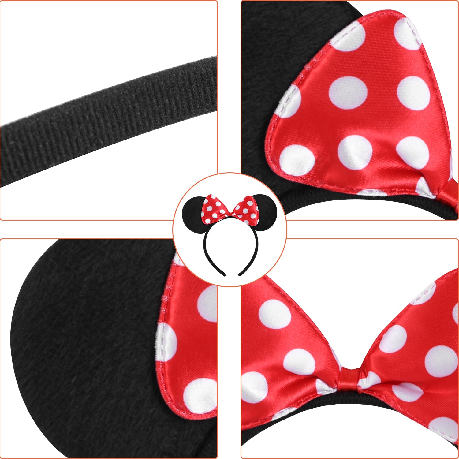 20 Pack Mouse Ears Solid Bow ears Headband for Birthday Party Supplies and Mouse Themed costume Cosplay Decoration