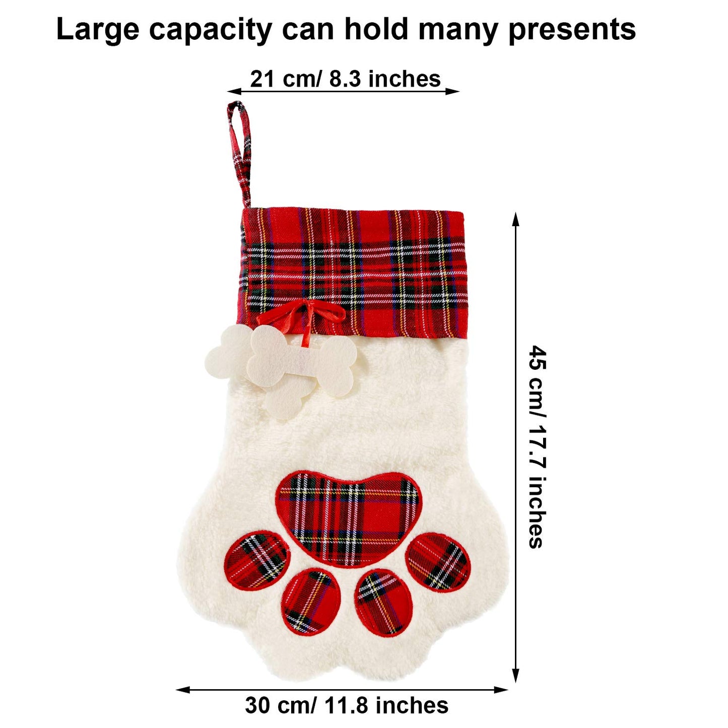 Christmas Pet Stockings – Cat Dog Paw Plaid Fireplace Hanging Decor
