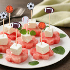 JtmyAota 100 Pack Football Toothpicks, 4.7 Inch Bamboo Cocktail Picks, Bamboo Toothpicks for Rugby Ball Super Bowl League Sports Catered Events Party Supplies