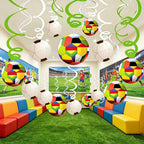 30CT Soccer Hanging Swirl for Soccer Party Supplies Theme Birthday Party Decorations