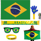 6 Pcs Cheering Set for Game Day Watch Party – Flag, Fan Scarf, Wristband, Flag Glasses, Hand Clapper, Blendable Face Paint Sticks