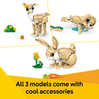 LEGO Creator 3 in 1 Cute Bunny Toy - Building Toy for Girls and Boys, Ages 8+ - Gift for Easter Basket - W/ 3 Build Options, Bunny, Seal, or Llama - 31162