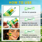 3 in 1 Colors Face Body Paint Sticks for Soccer,Football,Softball,Baseball,High Pigment & Waterproof Eye Black Stick Makeup
