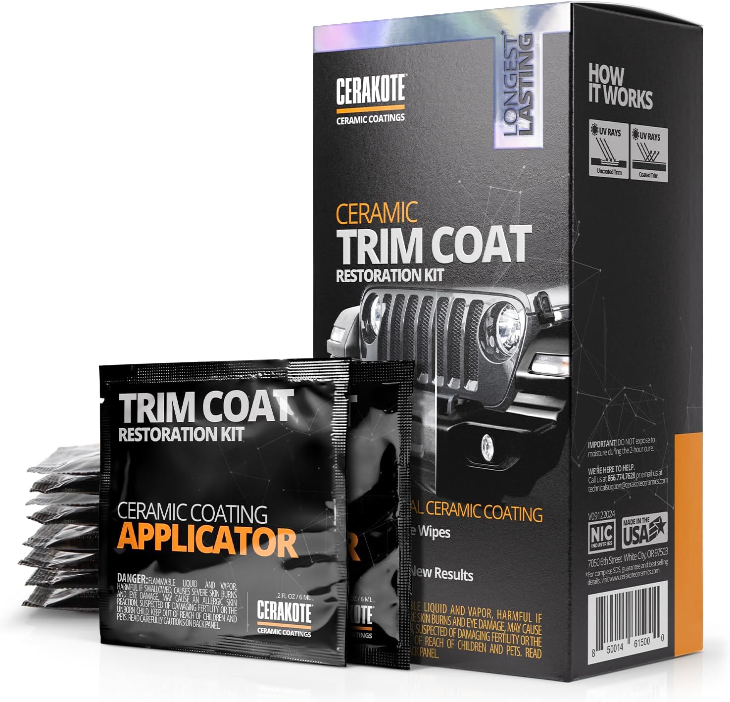 CERAKOTE® Ceramic Trim Coat Kit - Quick Plastic Trim Restorer - Ceramic Coating Guaranteed Restoration to Last Over 200 Washes – A Ceramic Coating, Not a Dressing | Quick Plastic Trim Restorer, Guaranteed Restoration Over 200 Washes