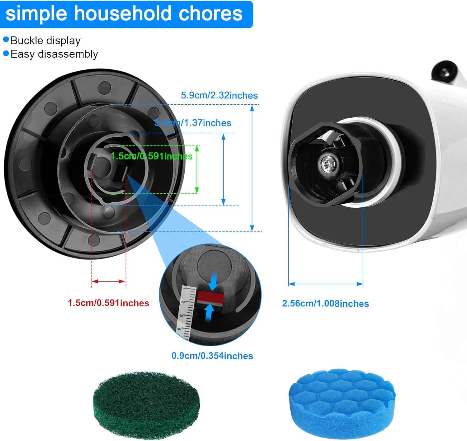 Electric Spin Scrubber Replacement Brush Heads Set, 10 Piece Replacement Brush Cleaning Kit for Cordless Power Scrubber, for Household Cleaning Brushes Kitchen Bathroom Floor Tile Car