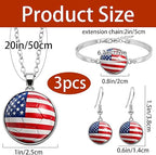3PCS Country Flag Soccer Necklace Earrings Bracelet Set for Women Soccer Jewelry Gifts for Women Fans Players soccer Accessories Birthday Christmas Gift Ideas