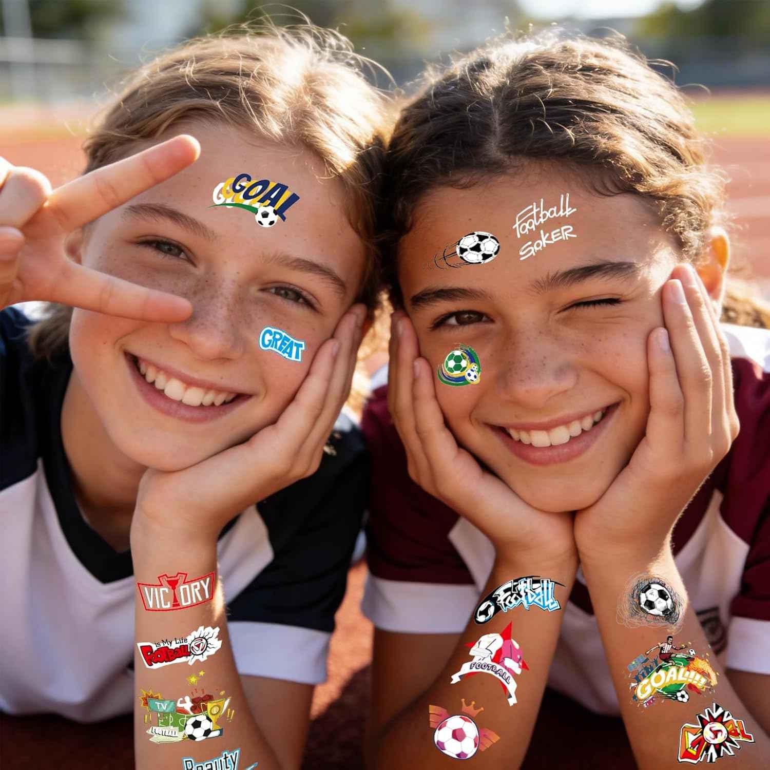 Glow in the Dark Soccer Temporary Tattoos for Kids, 60Pcs Sport Party Favors for Boys and Girls, Goodie Bag Stuffers, Sports Fan Makeup for Game Day & Soccer Birthday Party Decorations