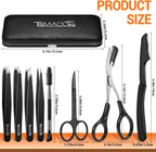 TsMADDTs Tweezers for Women Facial Hair, 8 in 1 Eyebrow Kit with Tweezers, Eyebrow Trimmer Scissors, Razor, Brush with Travel Bag, Hair Plucking Daily Beauty Tools
