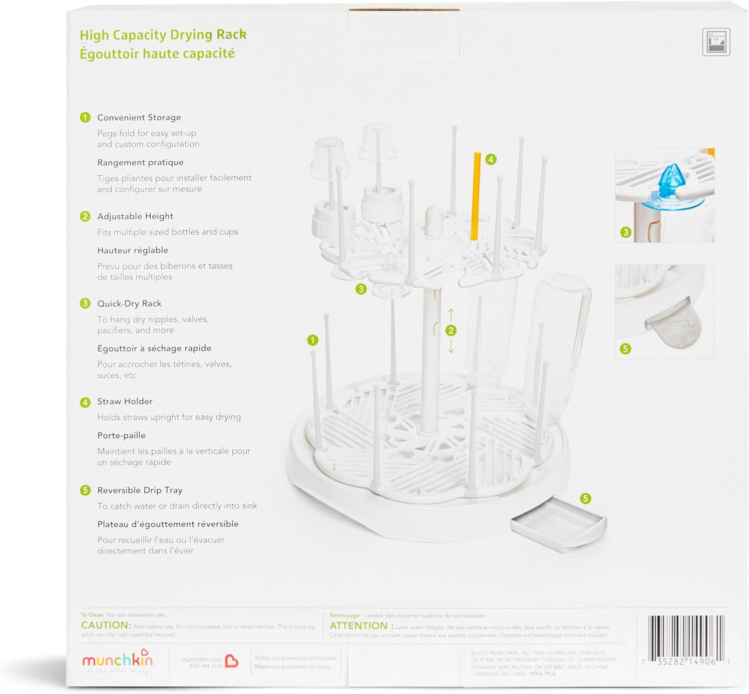 High Capacity Drying Rack for Baby Bottles and Accessories, White