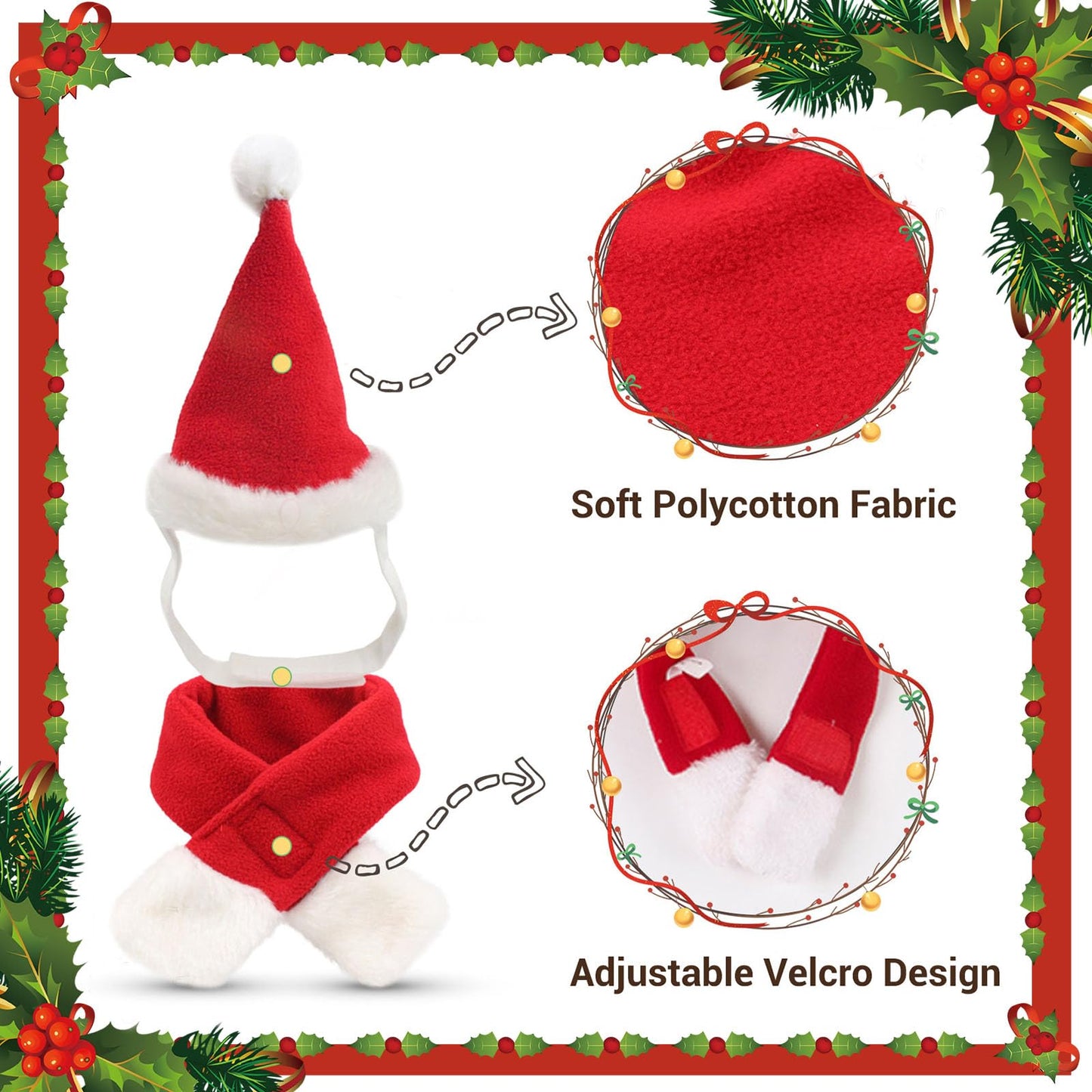 Cat Christmas Costume – Santa Hat & Cloak for Cats and Dogs
