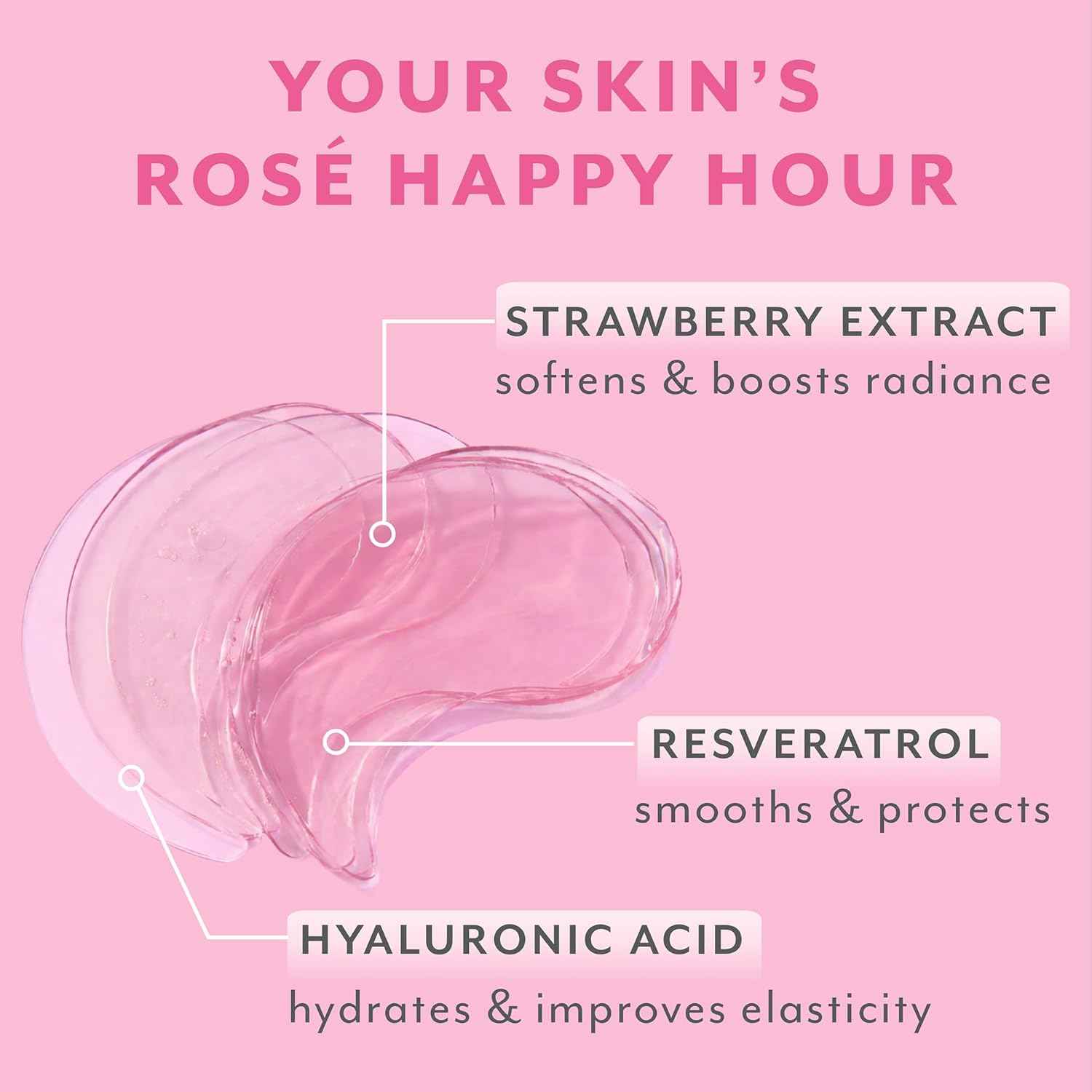 Serve Chilled Rosé Hydrating Under Eye Patches – Hyaluronic Acid & Antioxidant-Infused Eye Masks to Reduce Dark Circles, Puffiness & Fine Lines - Ideal Skincare Essentials (5 Pairs)