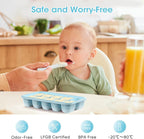 DOQAUS Ice Cube Tray with Lid and Bin - 4 Pack Silicone Ice Cube Trays for Freezer, Stackable Ice Bucket Kits with Storage Container & Scoop for Kitchen