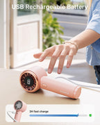 SWEETFULL Mini Fan Portable - Cute Handheld Turbo Fan with Rechargeable Battery, 5 Speeds, Small Hand Personal Travel Essentials for Women, Girls, Kids, Lash, Makeup