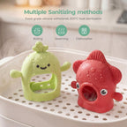 Momcozy 2 Pack Baby Teething Toys, Food Grade Silicone Baby Teethers for 0–12 Months, Baby Teether Mitten Wrist Teether Set, Easy Grip Teething Relief with Multiple Chew Points
