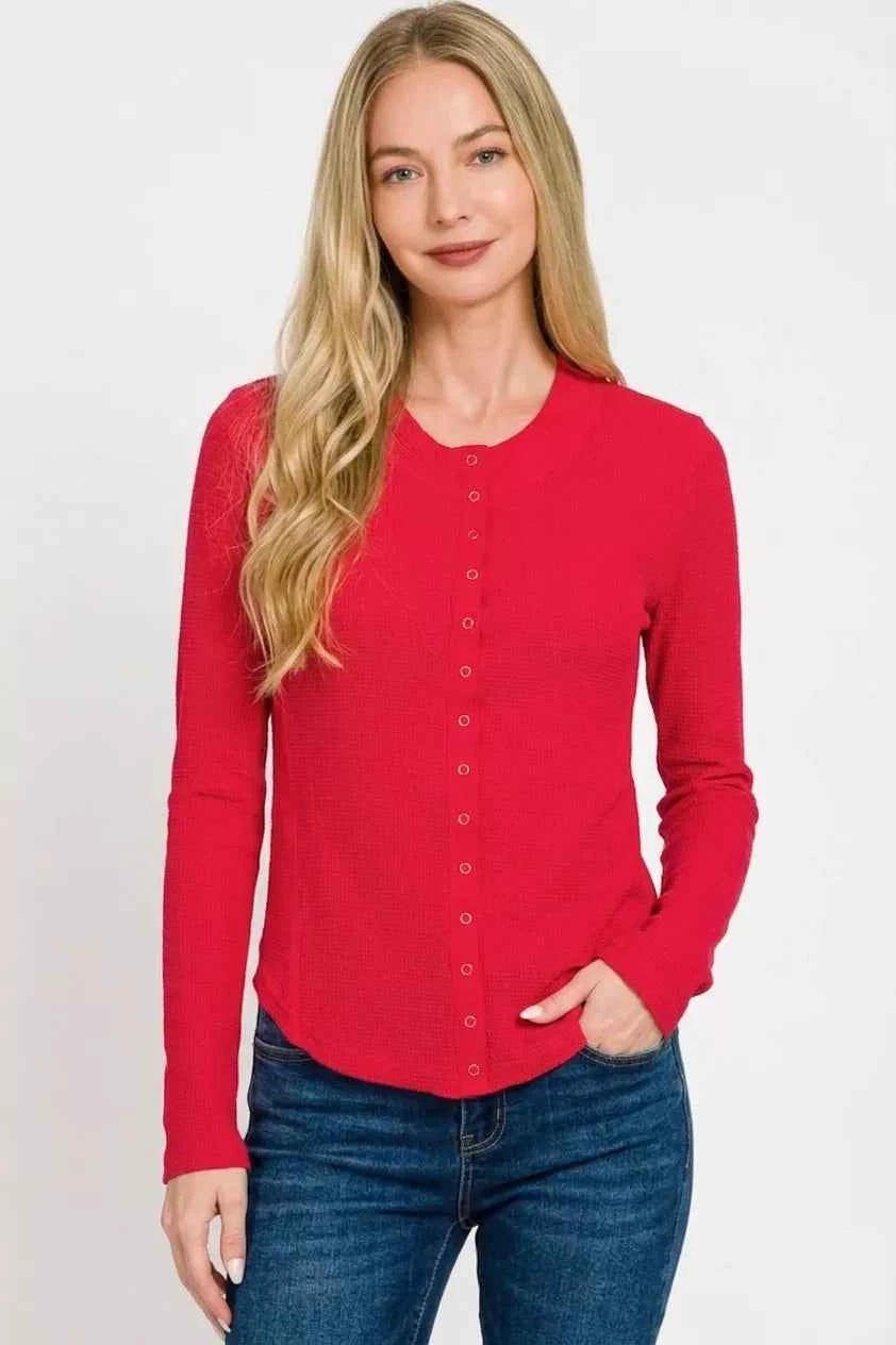 Zenana Double Knit Snap Button Shirts