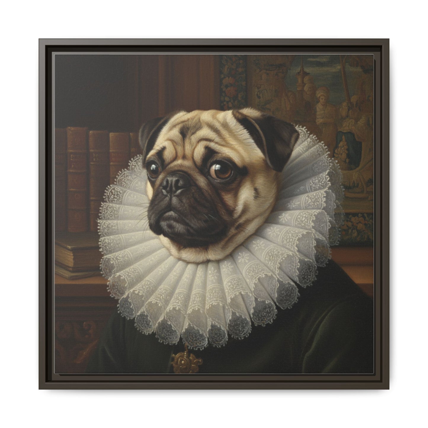 Custom Whimsical Pug Portrait Canvas, Cute Dog Art Print, Pet Lover Gift, Home Decor, Fun Wall Art, Quirky Dog Painting