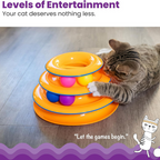 3-Tier Cat Track Toy – Interactive Spinning Ball Tower for Active Cats