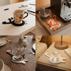 Cat Gifts for Cat Lovers Cat Coaster Woven Creative Cute Cat Coaster Insulation Coaster Coffee and Tea Coaster Desktop Gifts