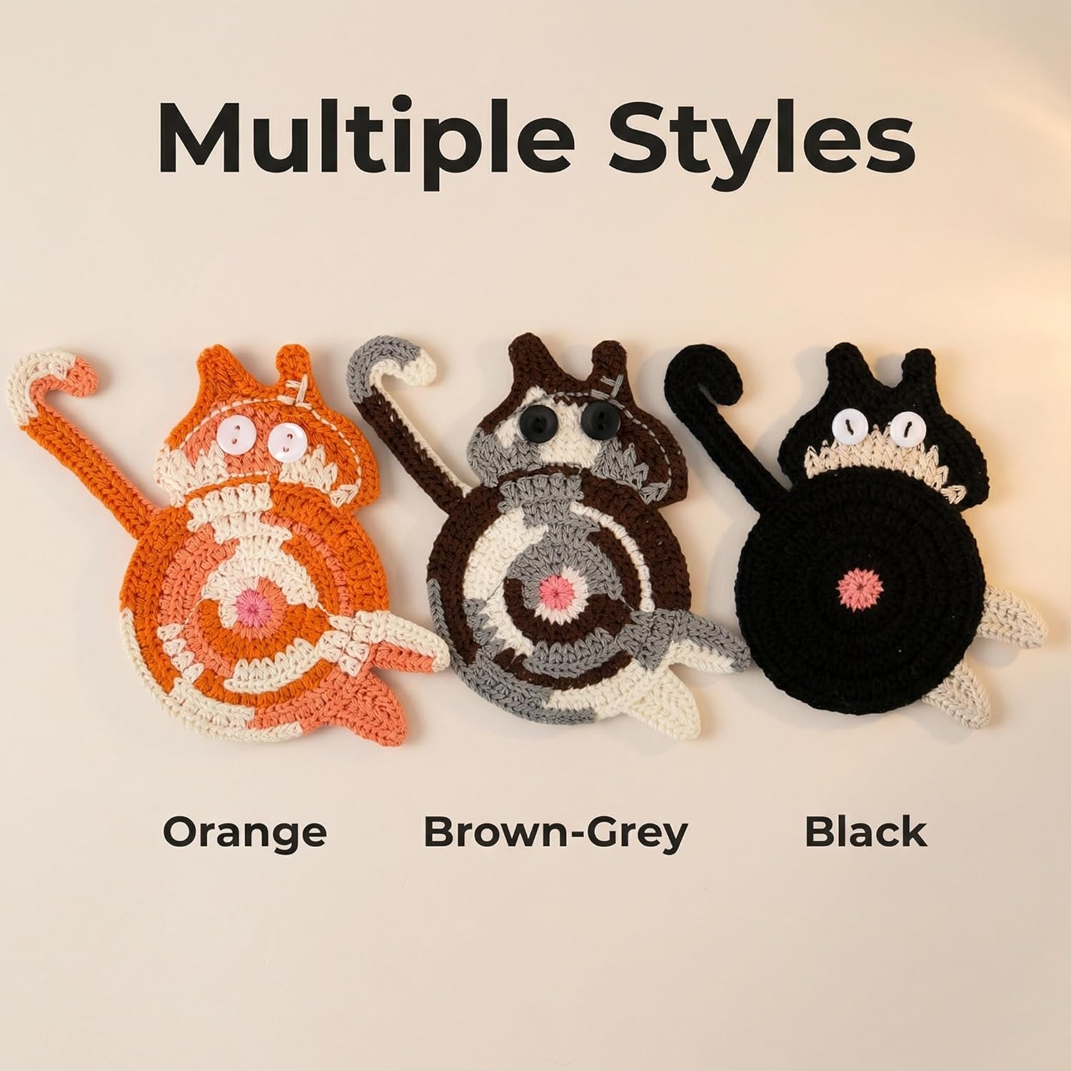 Cat Gifts for Cat Lovers Cat Coaster Woven Creative Cute Cat Coaster Insulation Coaster Coffee and Tea Coaster Desktop Gifts