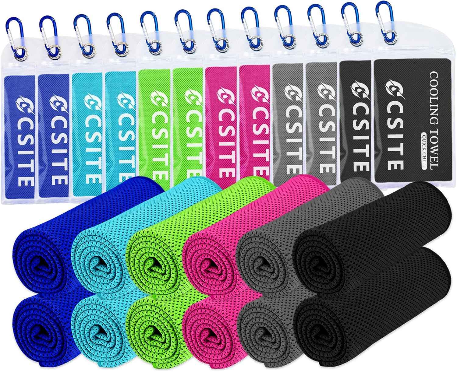Cooling Towels (47"x12") for Neck and Face, Ice Towel for Hot Weather, Soft Breathable Chilly Gym Towels, Microfiber Towel for Work Out, Yoga, Running, Camping & More Activities