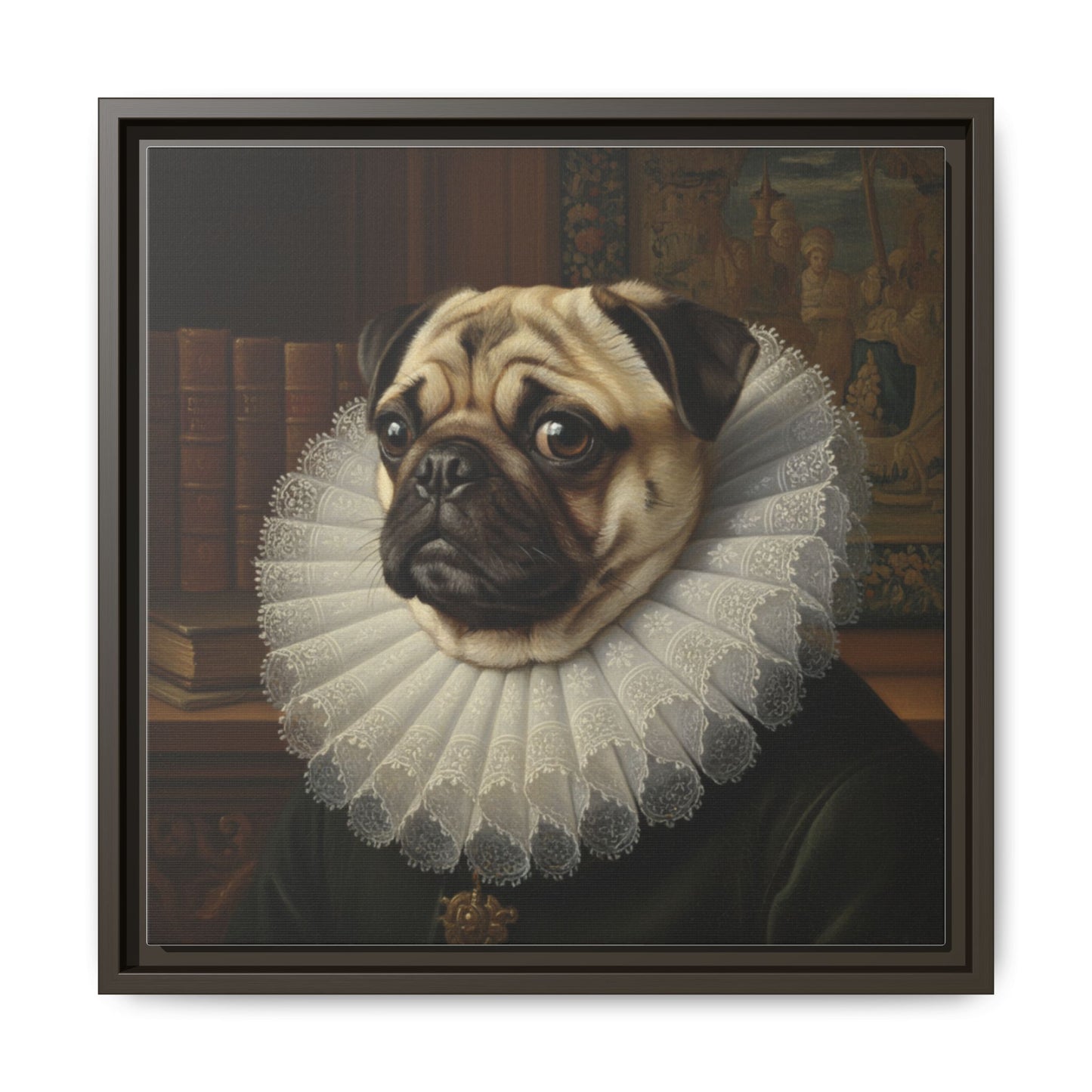 Custom Whimsical Pug Portrait Canvas, Cute Dog Art Print, Pet Lover Gift, Home Decor, Fun Wall Art, Quirky Dog Painting
