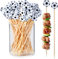 JtmyAota 100 Pack Football Toothpicks, 4.7 Inch Bamboo Cocktail Picks, Bamboo Toothpicks for Rugby Ball Super Bowl League Sports Catered Events Party Supplies