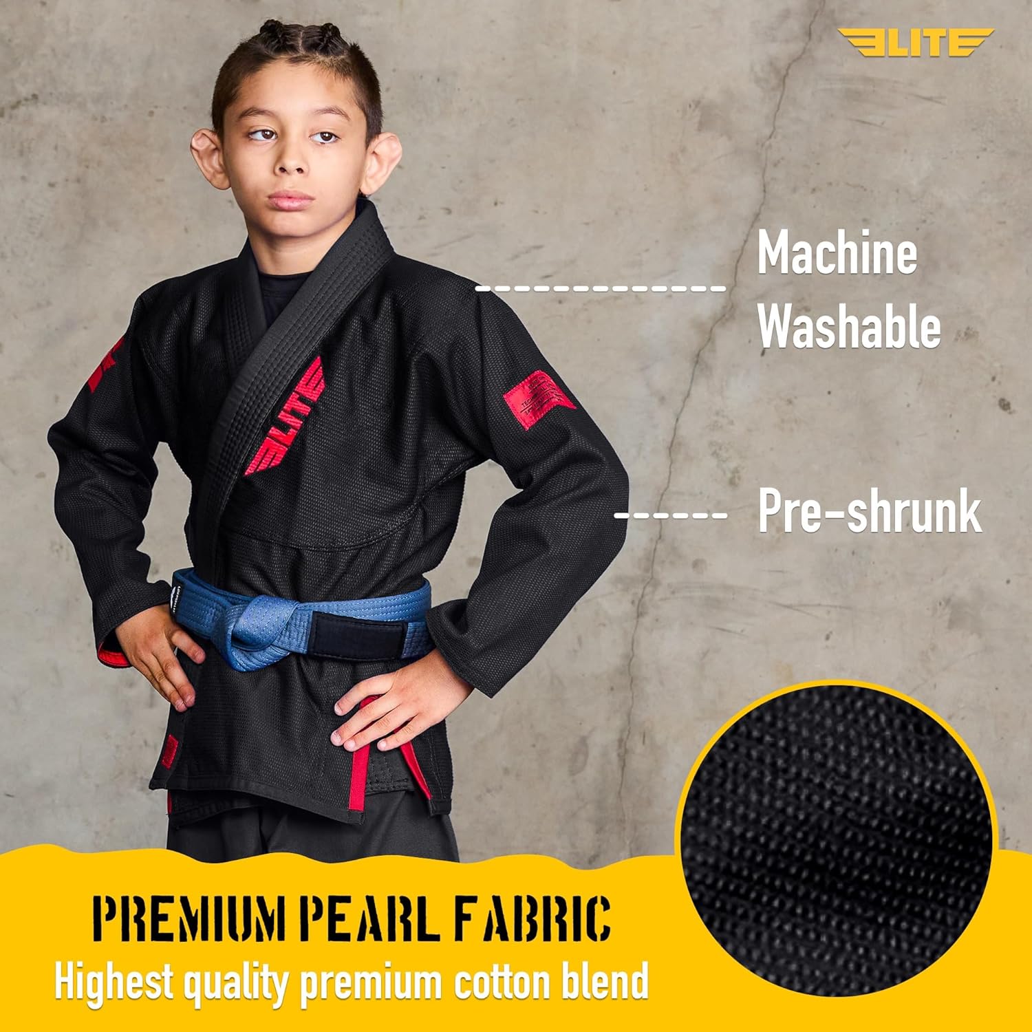 Elite Sports IBJJF Ultra Light BJJ Brazilian Jiu Jitsu Gi for Kids with Preshrunk Fabric and Free Belt