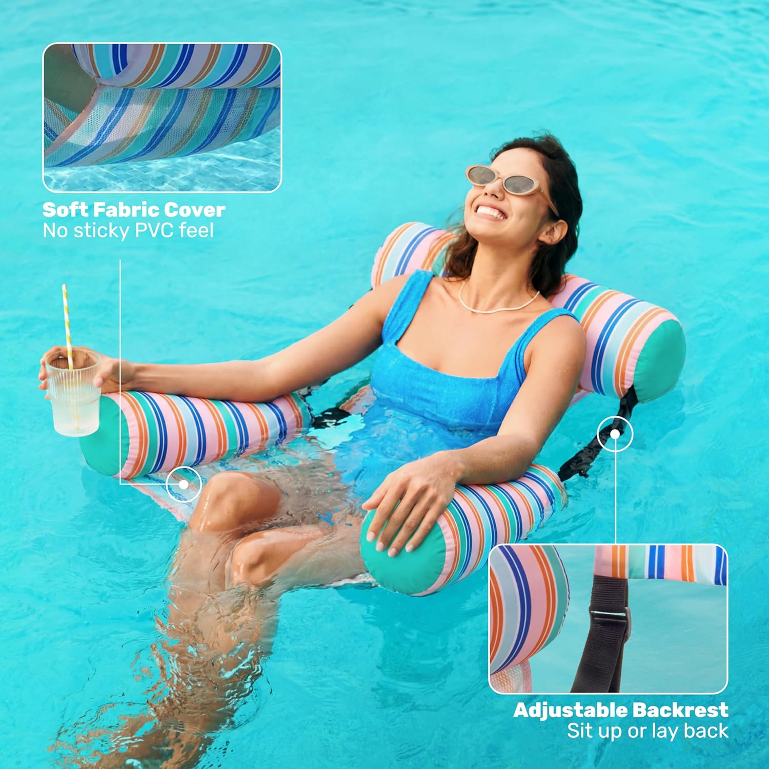 SLOOSH Inflatable Pool Floats Adult,2 Packs Floating Lounge Chairs,Blow up Pool Noodles for Adult Heavy Duty,Floating Chair for Party Summer Water Beach Lake Fun